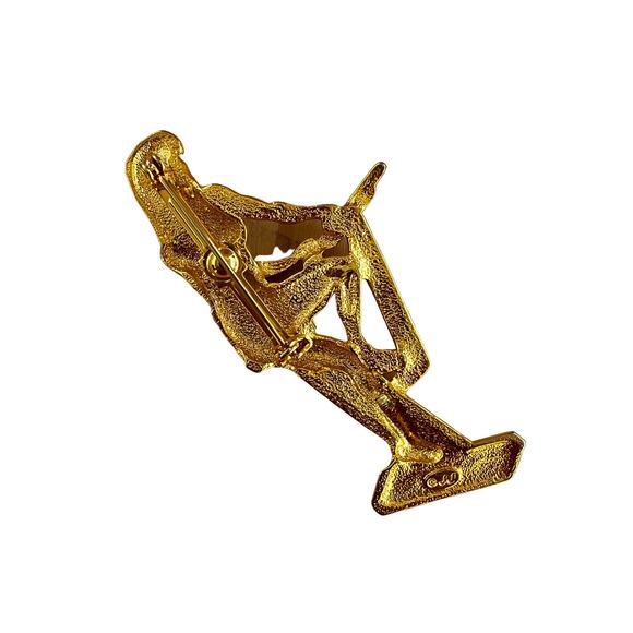 Vintage 80s Lady Exercising Brooch from JJ - Picture 5 of 6